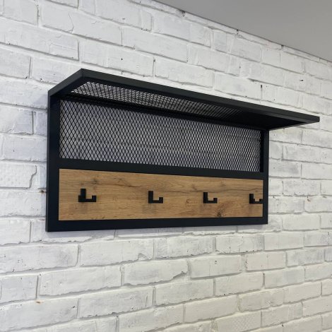 Вішалка настінна з гачками LOFT mini для одягу в передпокій