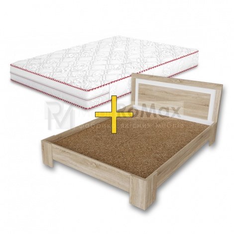 Односпальне ліжко ДСП White Mix + Матрац Carmin (120х200)
