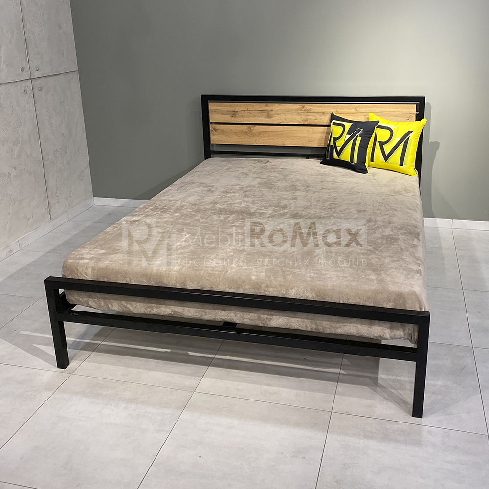 Ліжко металеве для спальні в стилі LOFT 140х200 "BLOOM", ортопедичне двоспальне залізне ліжко - Зображення 6