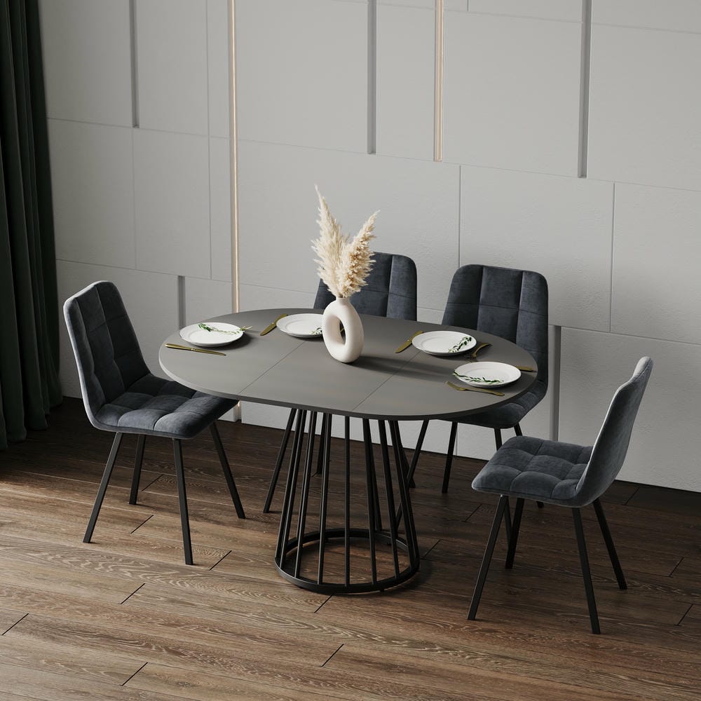 Розсувний круглий кухонний стіл Elegant D800, сучасний обідній стіл на кухню в стилі Loft - Зображення 6