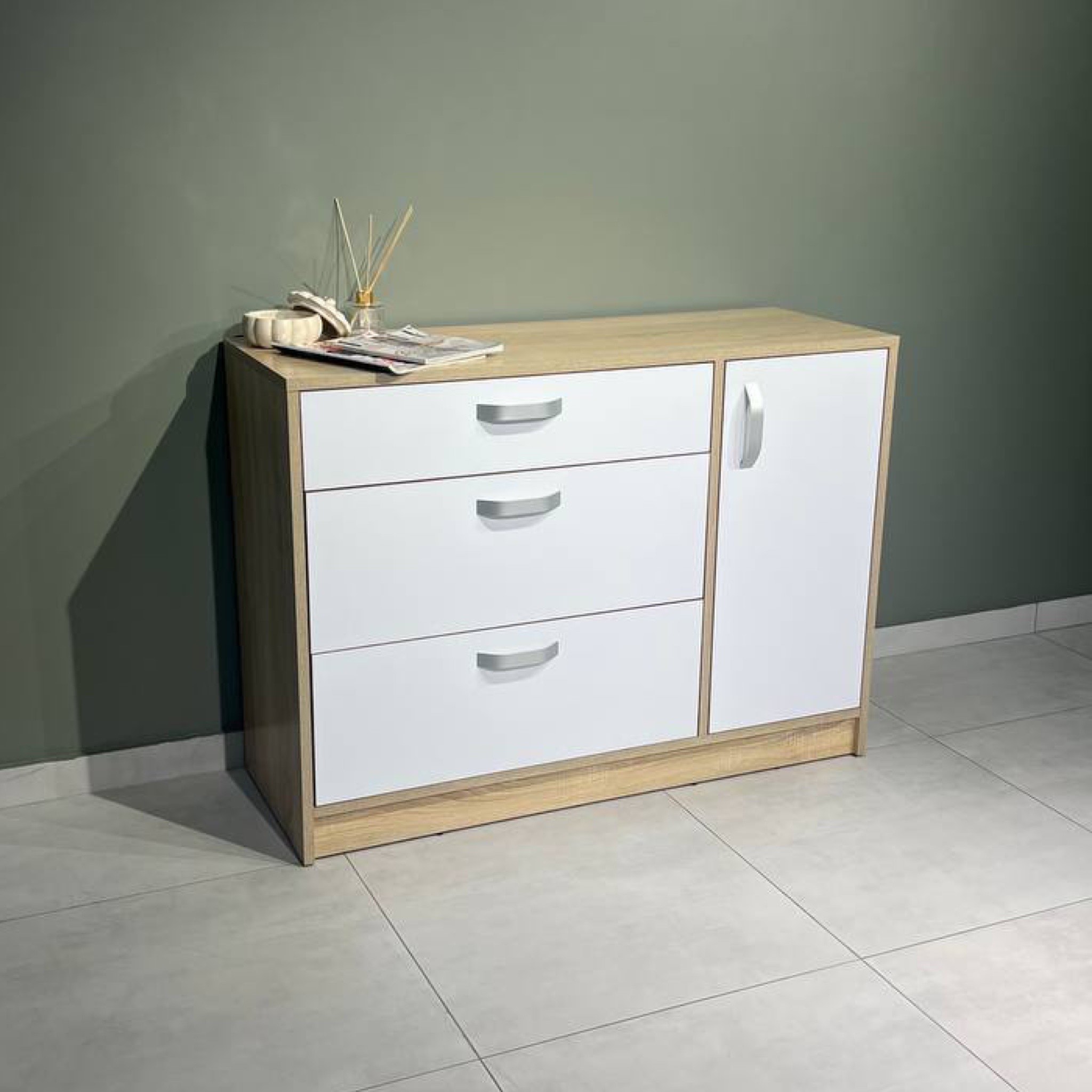 Комод для одягу з шухлядами та полицями "White Mix" 110х80х40 в сучасному стилі
