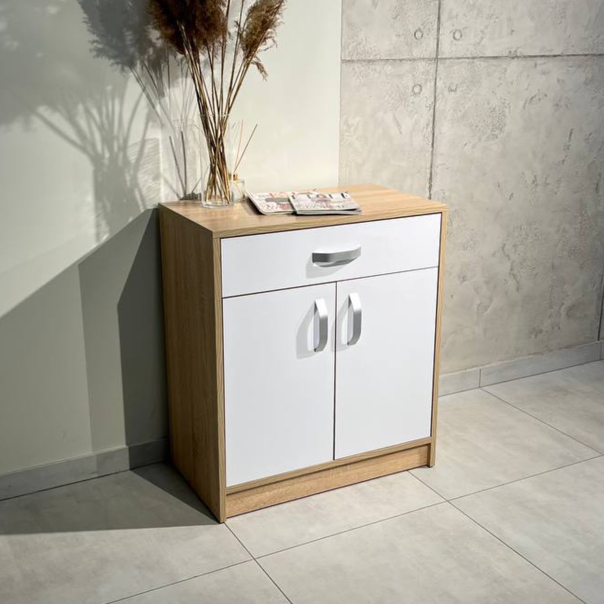 Комод для одягу з шухлядою і дверцятами "White Mix" 70х80х40 для спальні у сучасному стилі
