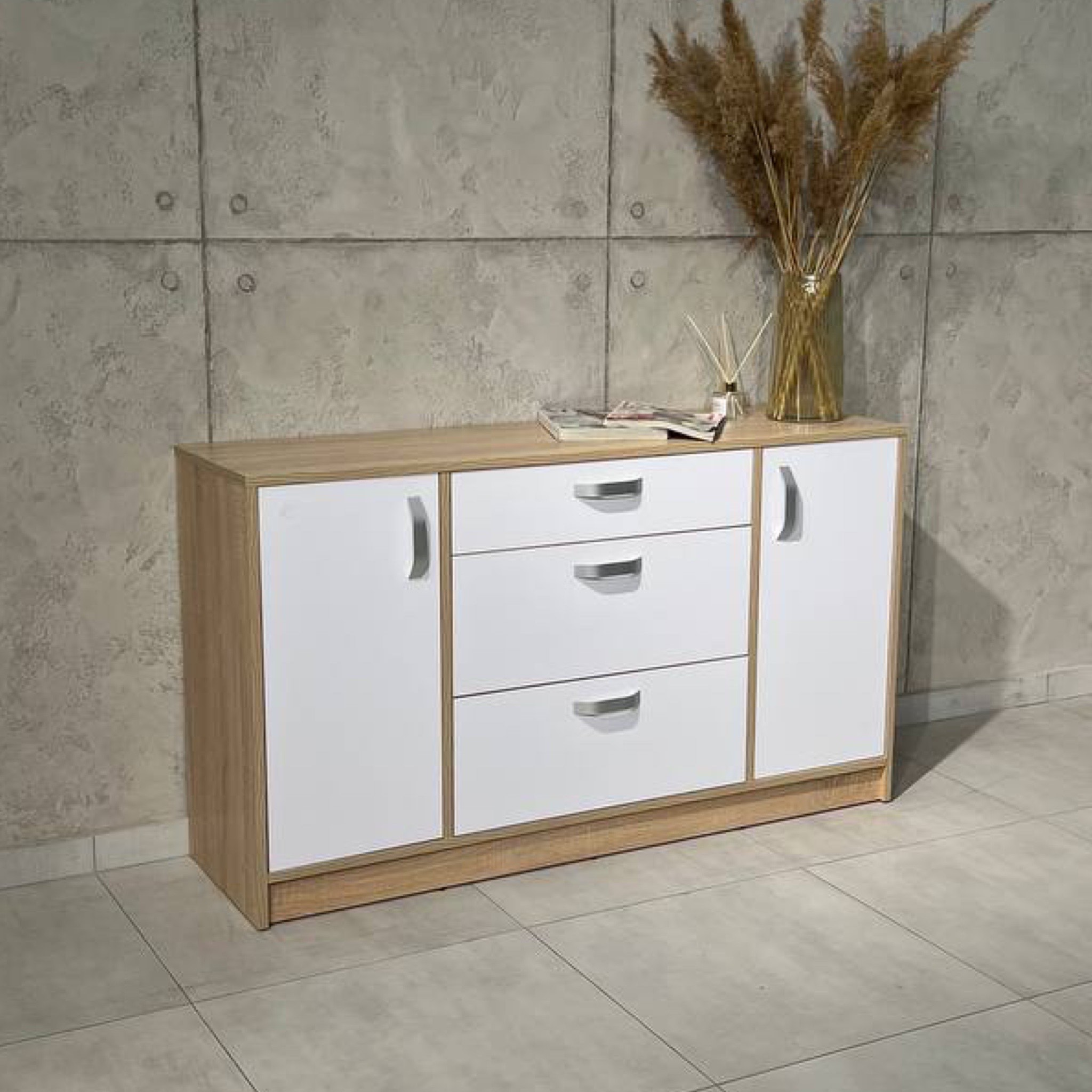 Комод для спальні з шухлядами та дверцятами White Mix 2д3ш 140х80х40 в сучасному стилі