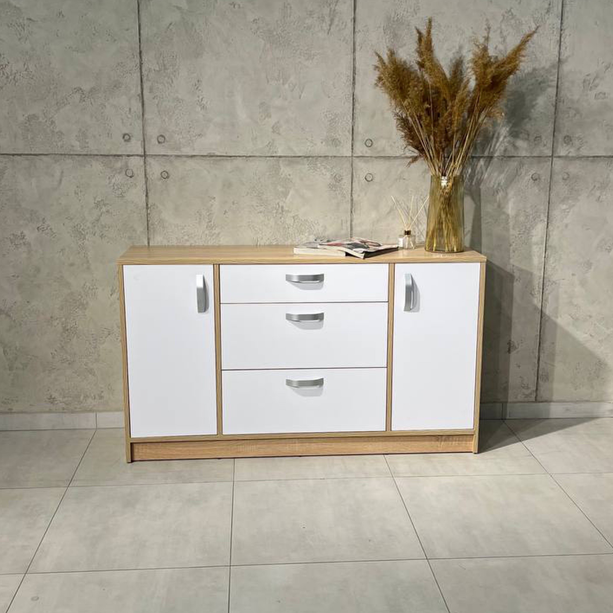Комод для спальні з шухлядами та дверцятами White Mix 2д3ш 140х80х40 в сучасному стилі - Зображення 3