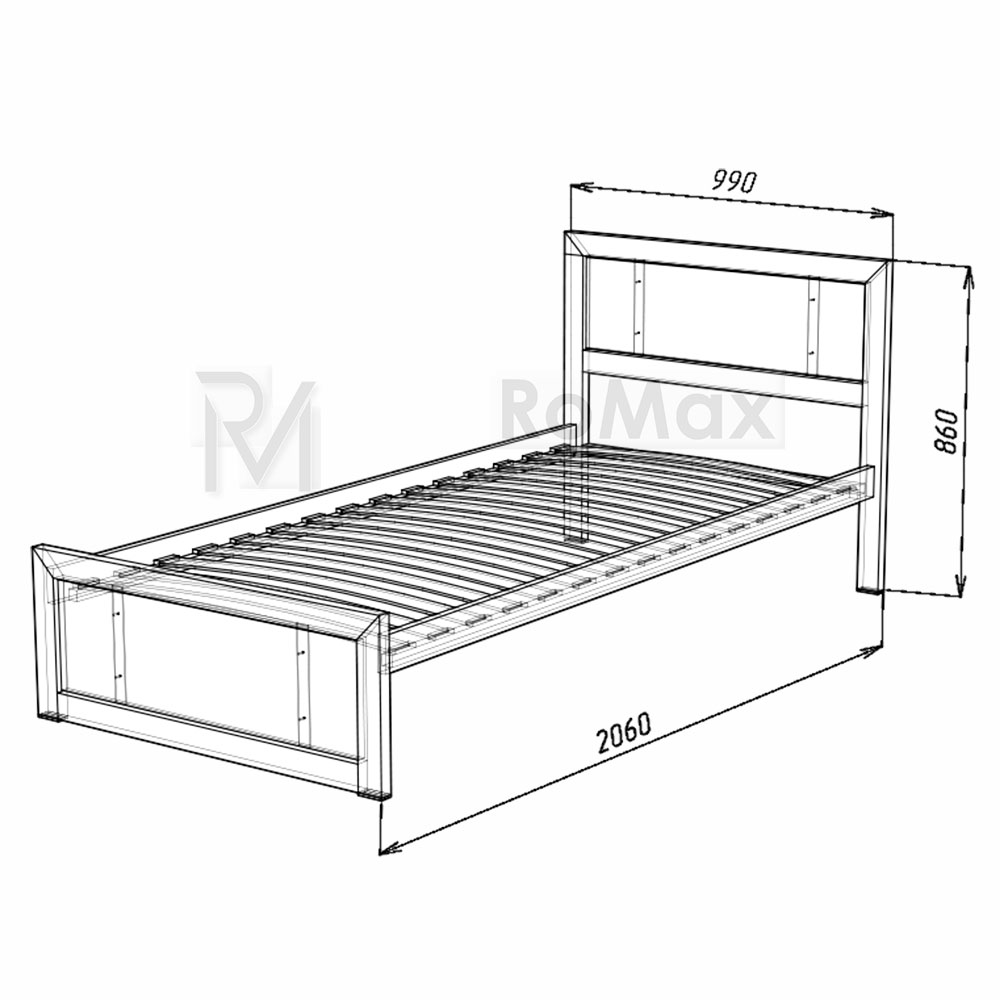 Кровать металлическая для спальни в стиле LOFT 90х200, стильная односпальная железная кровать — изображение 9