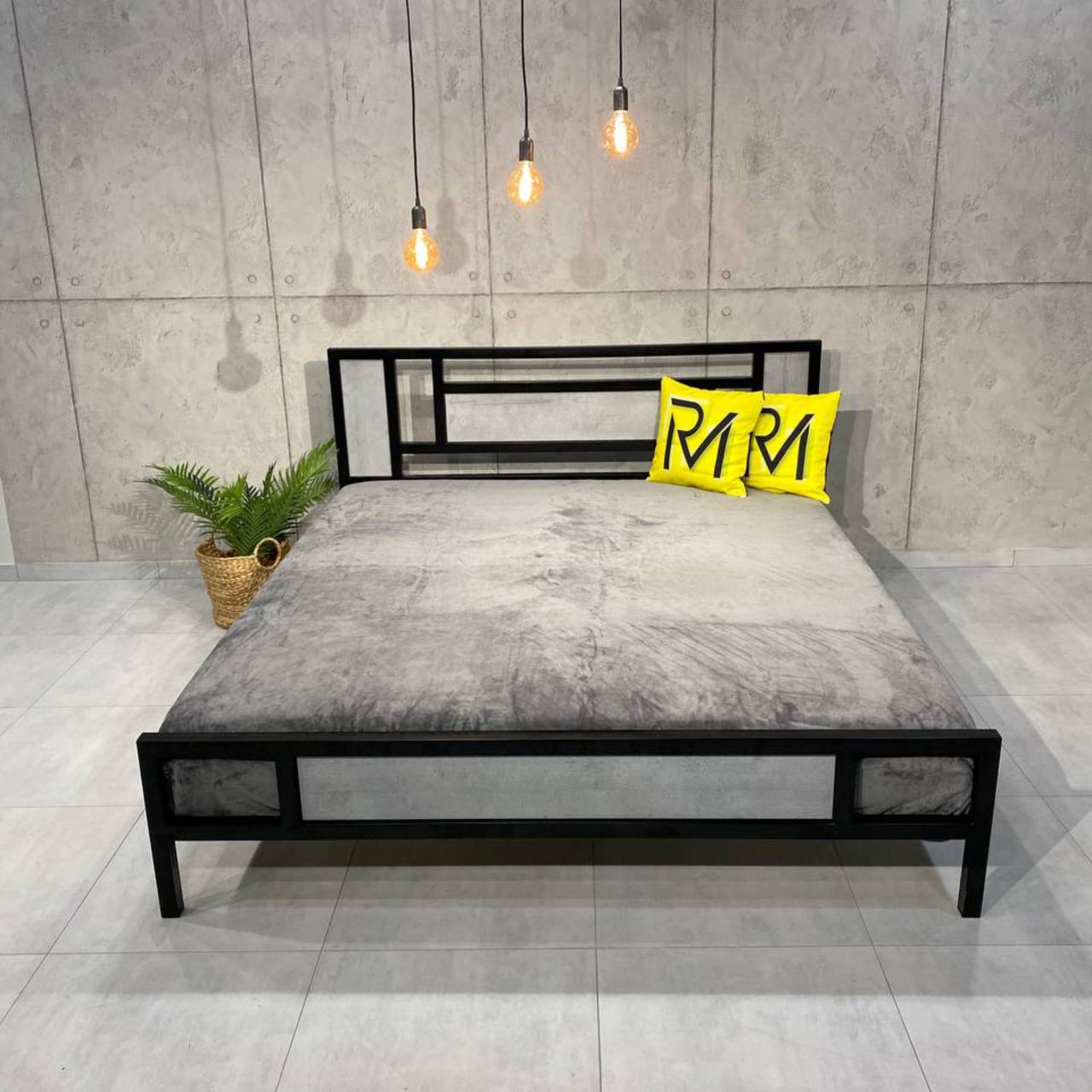 Ліжко металеве для спальні в стилі LOFT 180х200 "ADEL", стильне двоспальне залізне лофт-ліжко - Зображення 2
