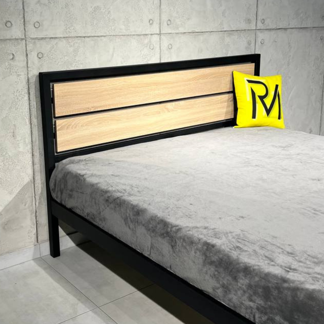 Ліжко металеве для спальні в стилі LOFT 180х200 "BLOOM", сучасне двоспальне залізне лофт-ліжко - Зображення 2