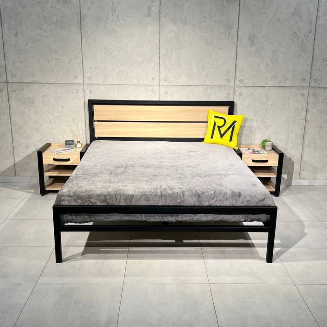 Ліжко металеве для спальні в стилі LOFT 180х200 "BLOOM", сучасне двоспальне залізне лофт-ліжко - Зображення 4