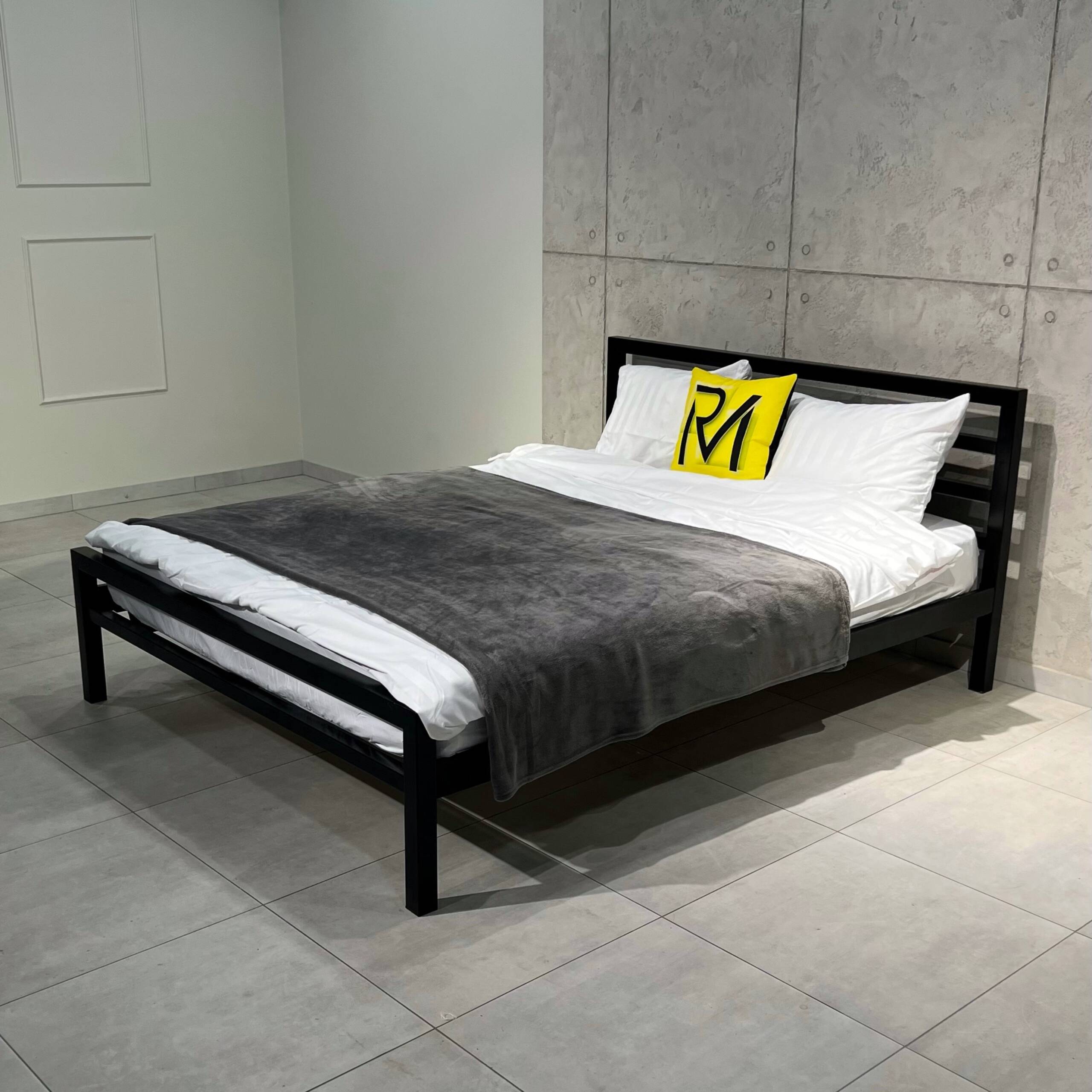 Кровать металлическая для спальни в стиле LOFT 140х200 "HAILY", ортопедическая двуспальная железная кровать