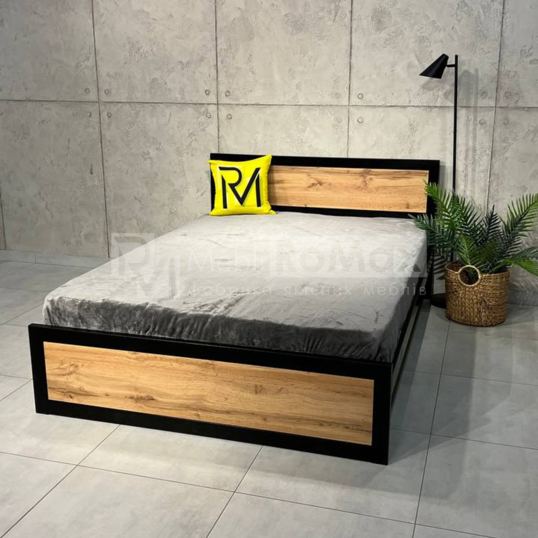 Ліжко металеве для спальні в стилі LOFT 140х200, стильне двоспальне залізне лофт-ліжко - Зображення 3