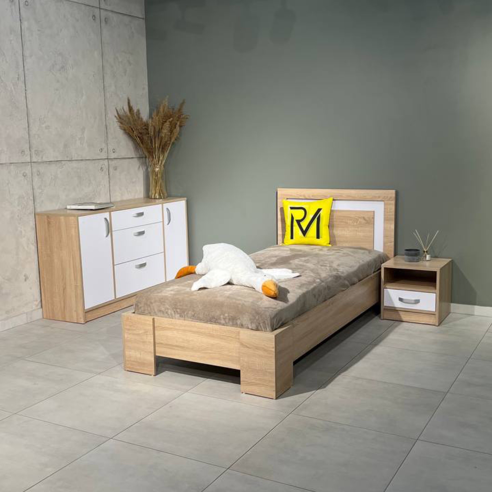 Односпальне ліжко на ніжках 90х200 з ДСП "White Mix" 97х207х90, сучасне ліжко для дорослих і дітей - Зображення 6