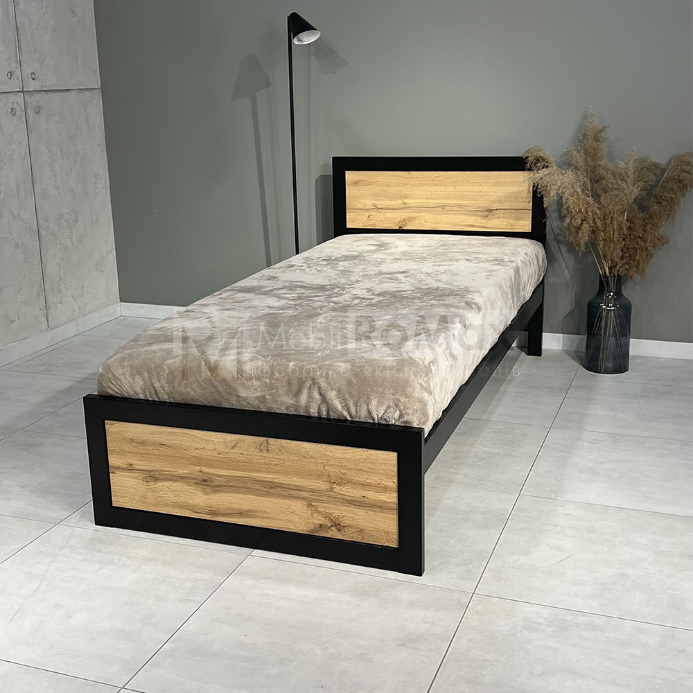 Кровать металлическая для спальни в стиле LOFT 90х200, стильная односпальная железная кровать — изображение 4