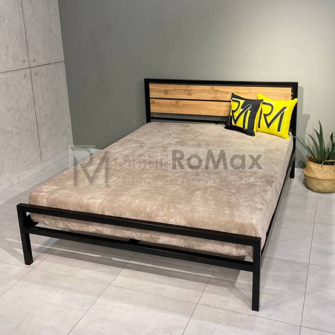 Ліжко металеве для спальні в стилі LOFT 140х200 "BLOOM", ортопедичне двоспальне залізне ліжко - Зображення 4