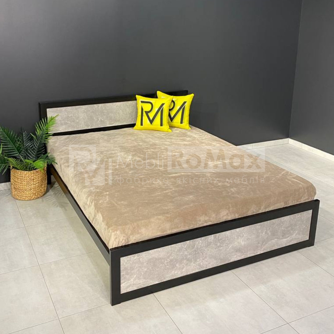 Кровать металлическая в спальню в стиле LOFT 180х200, современная двуспальная железная лофт-кровать