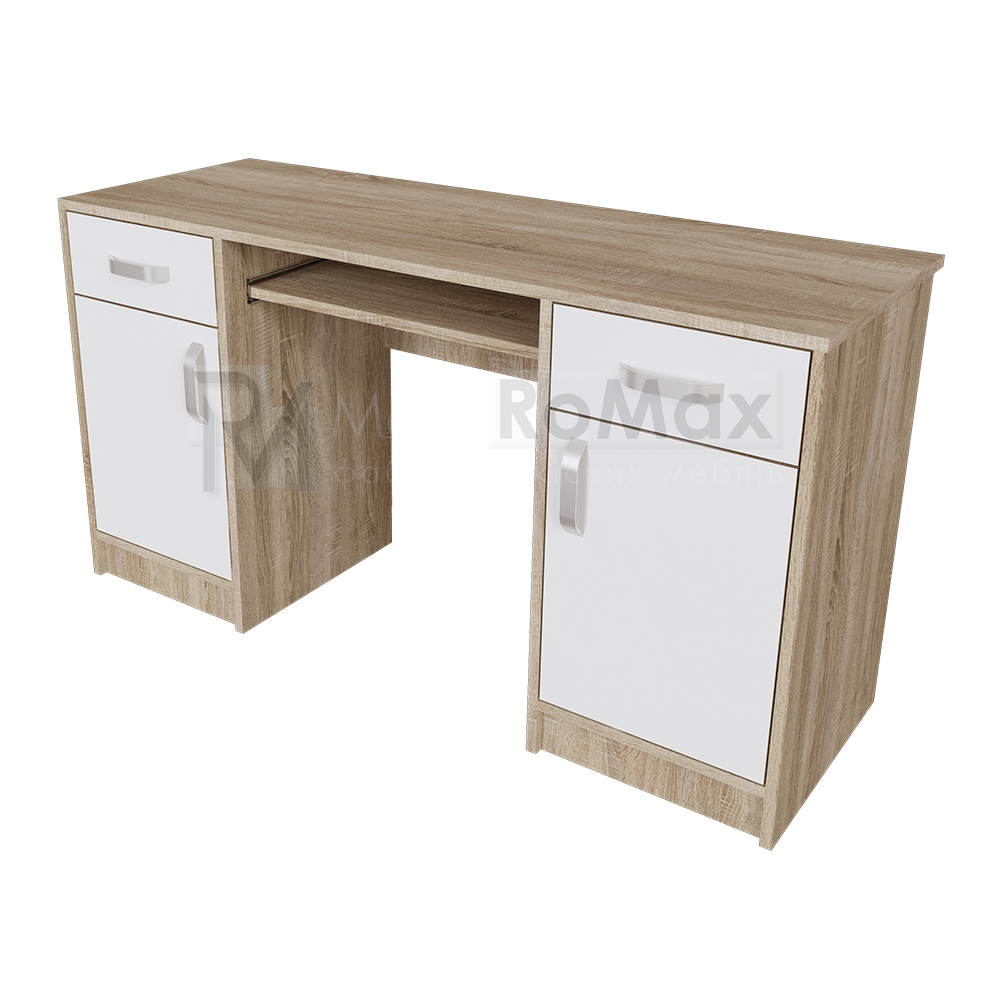 Комп'ютерний офісний стіл із ДСП 140 "White Mix" 140х75х50, письмовий стіл із шухлядами для роботи