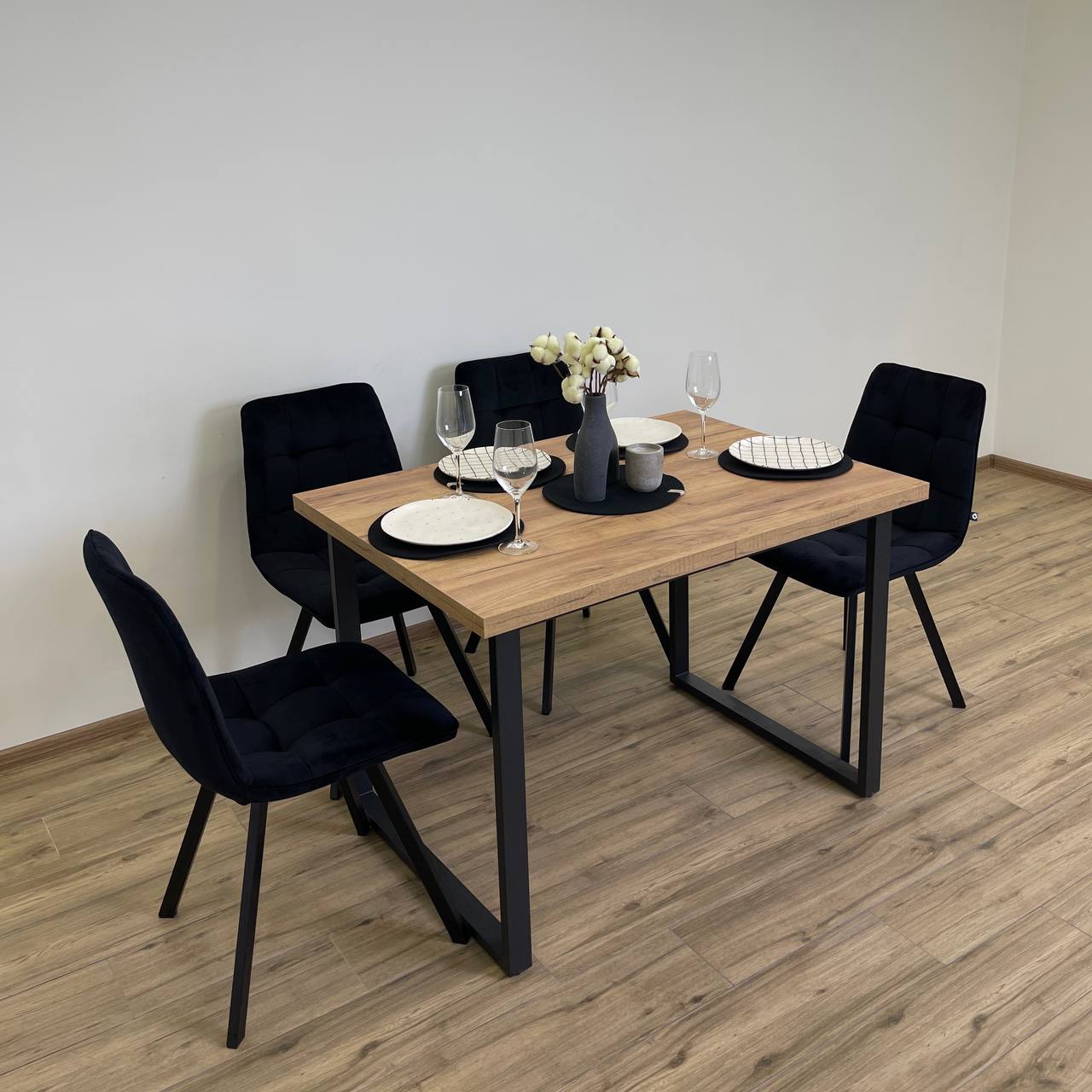 Стіл-трансформер на кухню SHERWOOD 110-190х75х70 Loft, обідній розсувний стіл, металеві ніжки