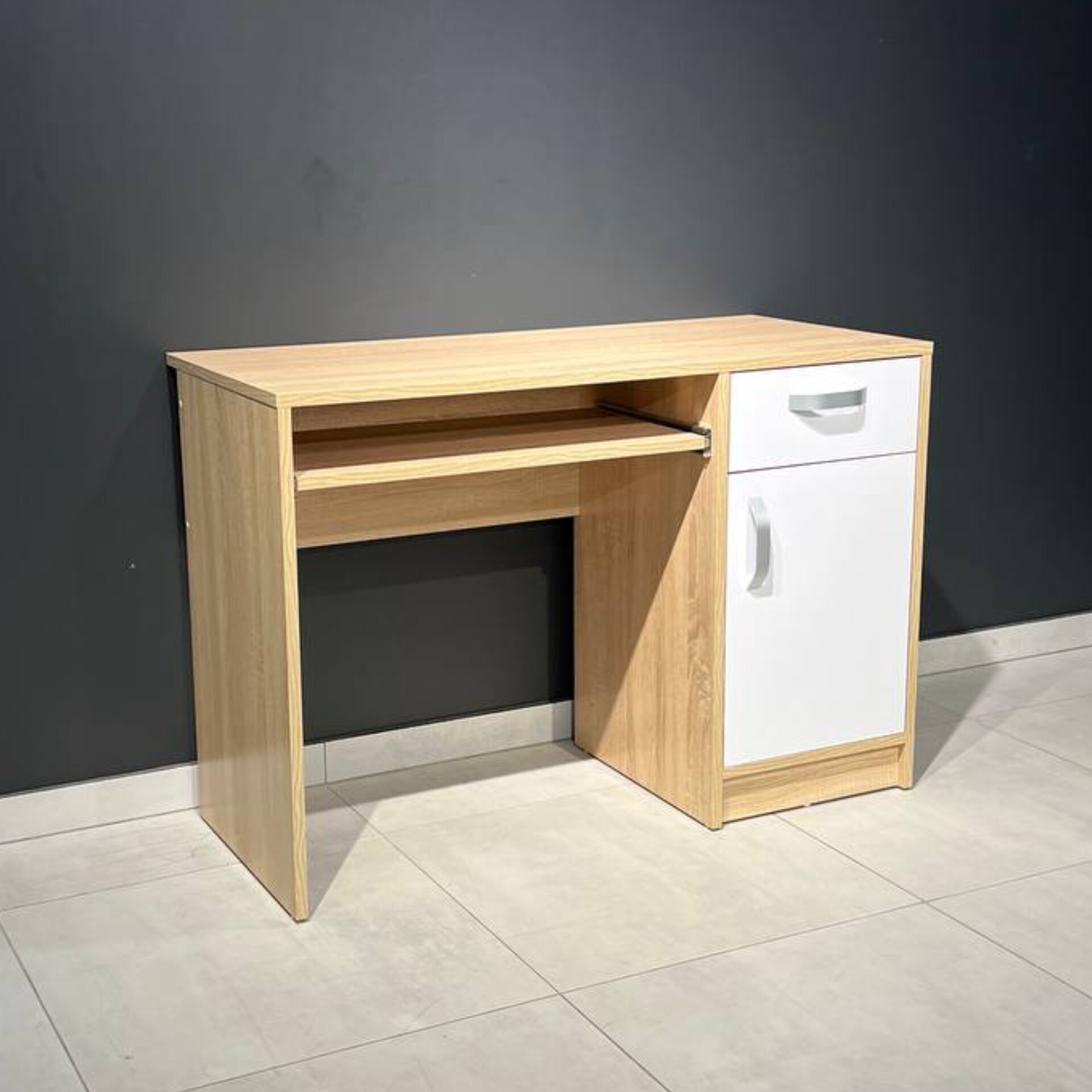 Комп'ютерний письмовий стіл "White Mix" 110х75х50, сучасний стіл із тумбочкою та шухлядою