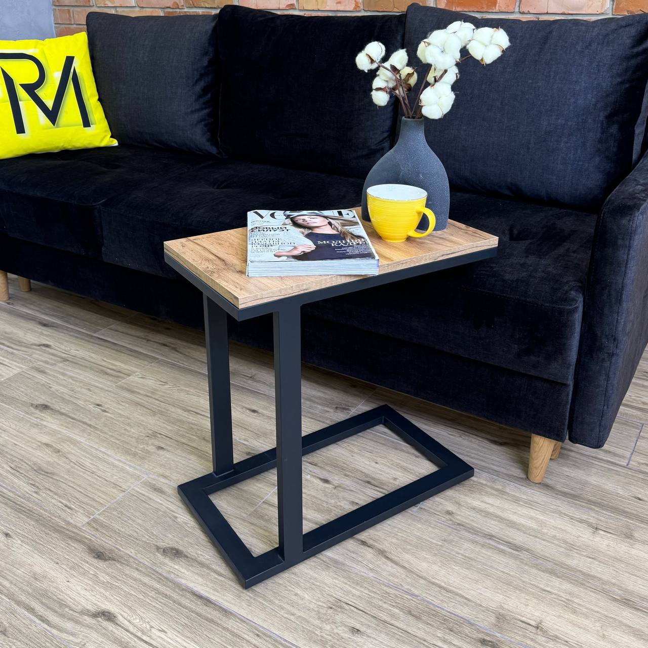 Столик приставний приліжковий у стилі Loft "URBAN LITE "30х55х55, металевий журнальний столик